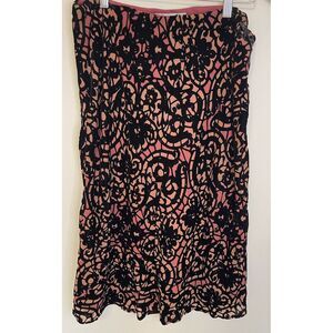 Skirt Coral‎ With Black Burnout Velvet Size 12P Whimsy Goth Witchy I. C. E.